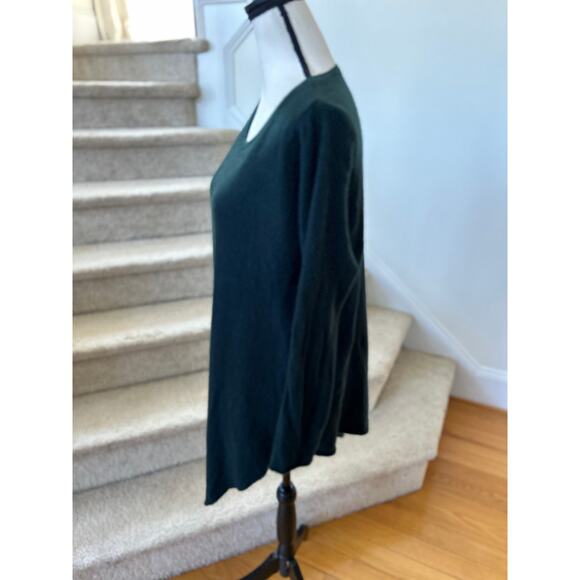 Joie Cashmere Oversize Asymmetric Hem Dark Forest Green Sweater - Picture 3 of 7